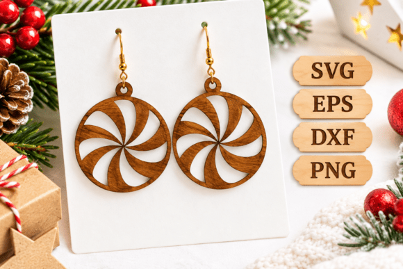 Christmas Earring SVG,Laser Cut File Laser Cutting By Uss Studio