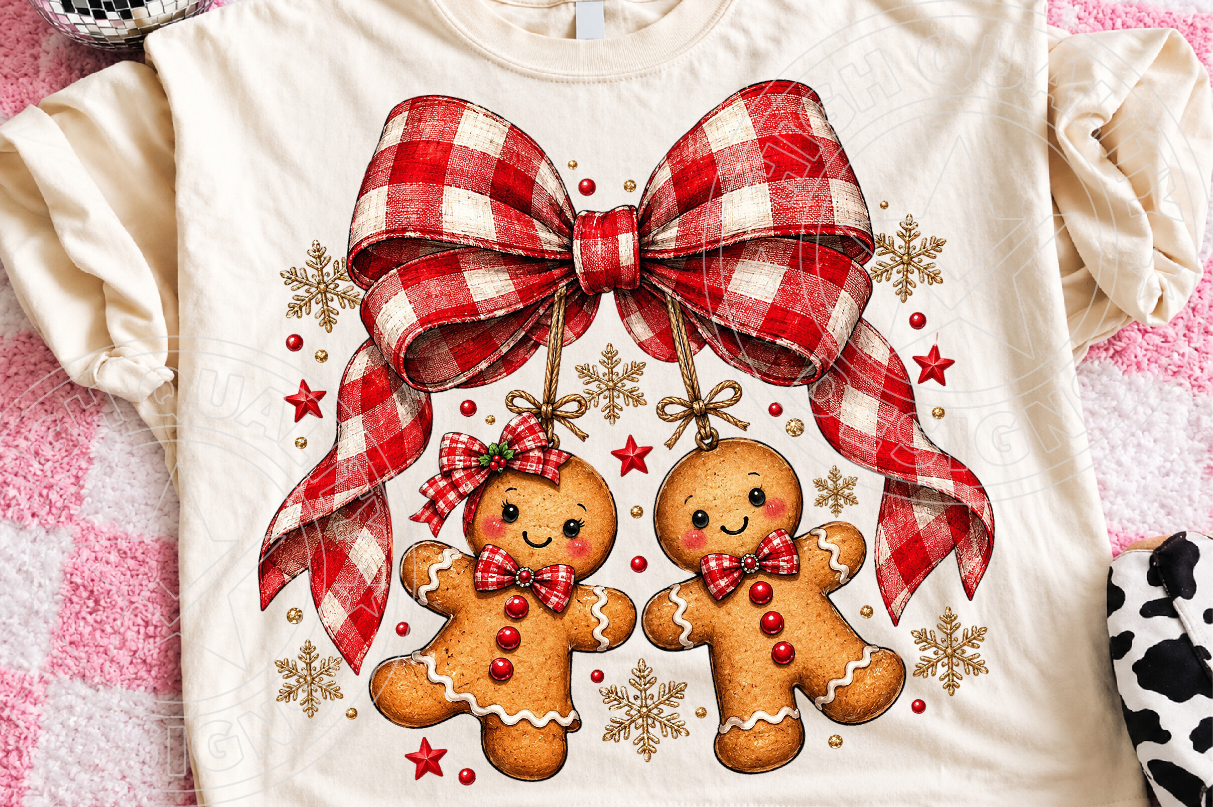 Christmas Gingerbread Couple – Red Plaid