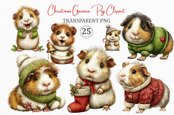 Christmas Guinea Pig Clipart Pack