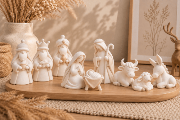 Christmas Nativity Scene STL Set – 3D Printable Figurines with Mary, Joseph & Wise Men - Image 1