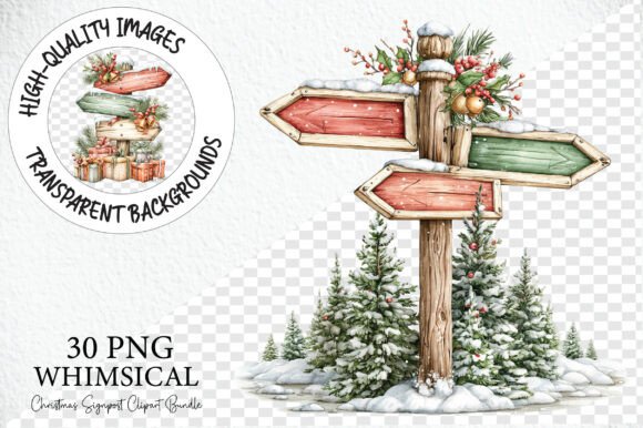Christmas Signpost Clipart Bundle