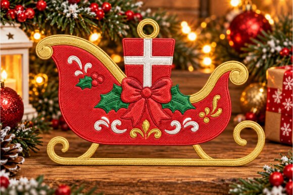 Christmas Sleigh Embroidery Design
