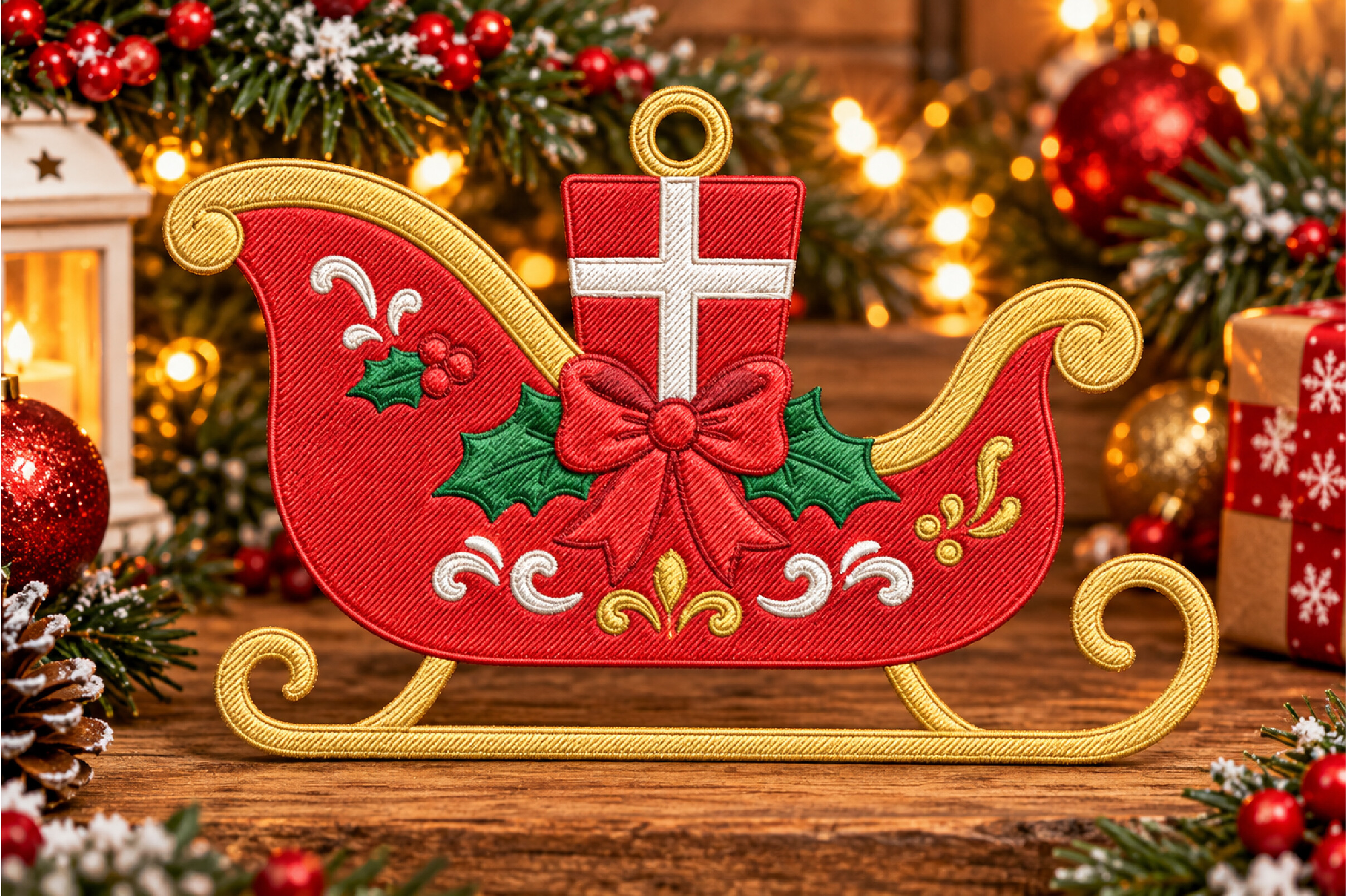Christmas Sleigh Embroidery Design