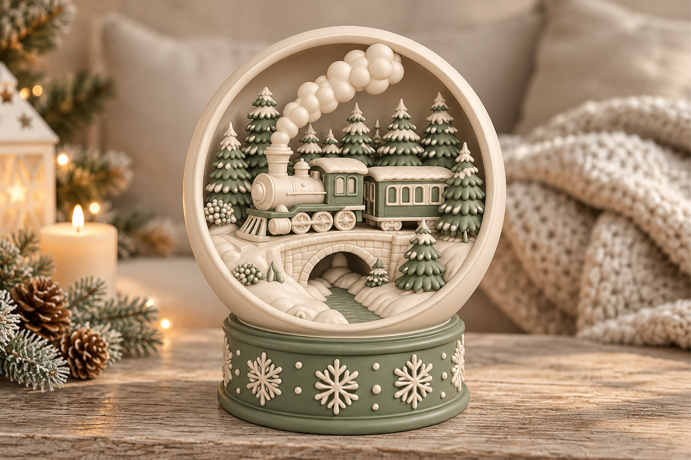 Christmas Snow Globe Train STL – 3D Printable Holiday Decor Model - Image 4