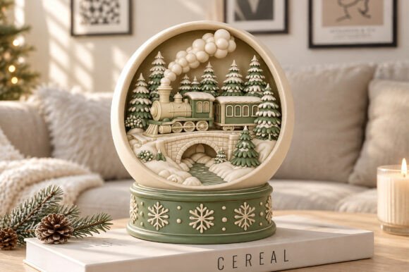 Christmas Snow Globe Train STL – 3D Printable Holiday Decor Model - Image 3