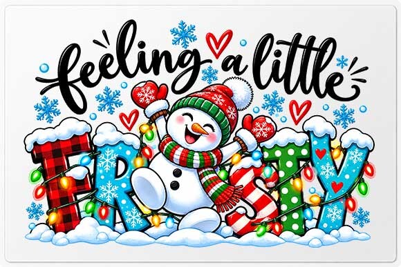 Christmas Snowman Typography PNG