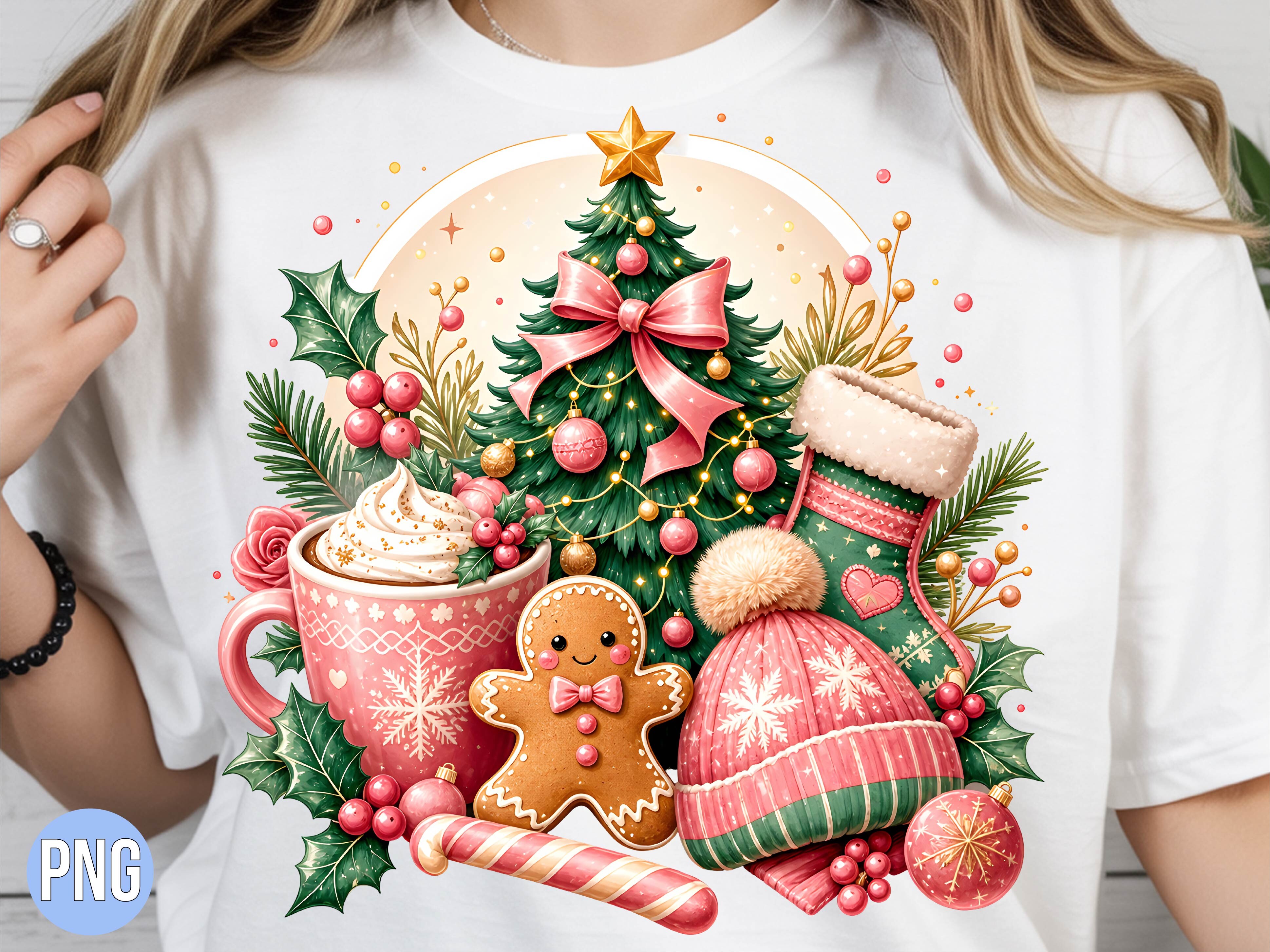 Christmas Tree Gingerbread Mug Shirt PNG
