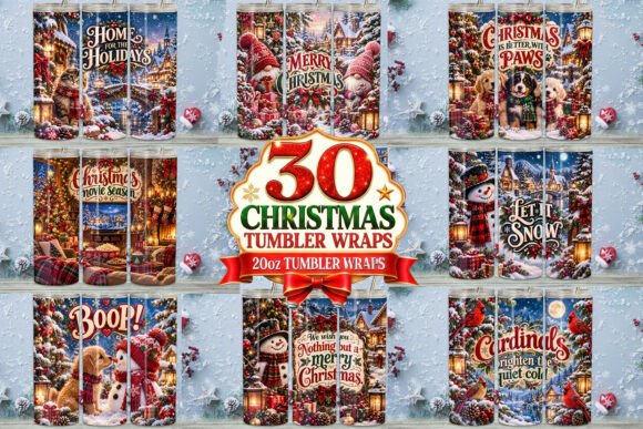 Christmas Tumbler Wrap PNG Bundle