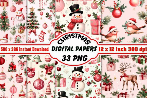 Christmas Digital Paper Patterns Bundle