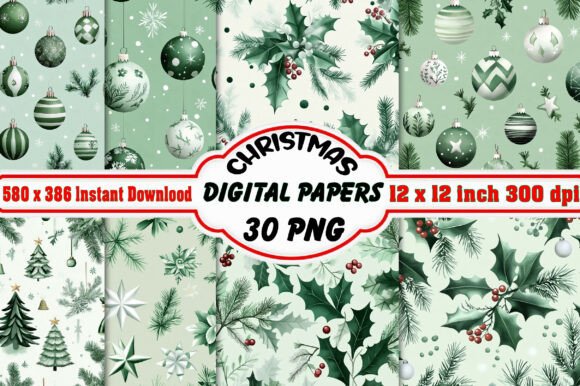Christmas Digital Paper Patterns Bundle
