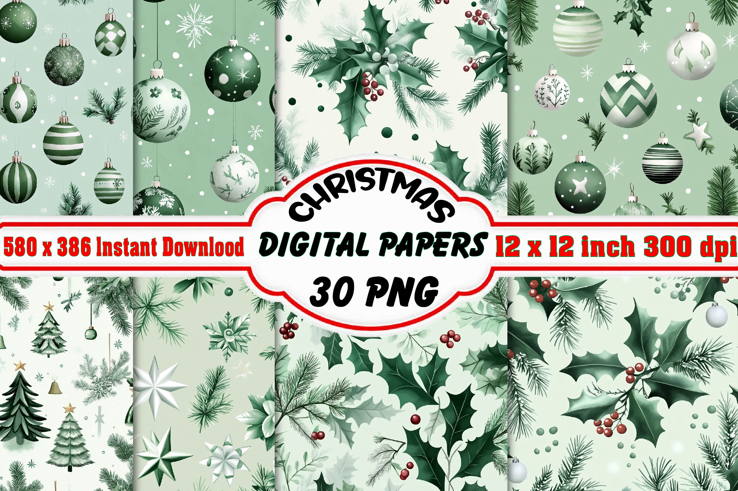 Christmas Digital Paper Patterns Bundle