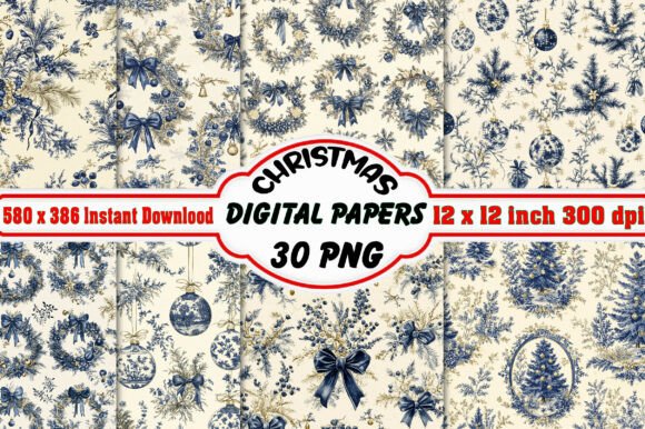 Christmas Digital Paper Patterns Bundle
