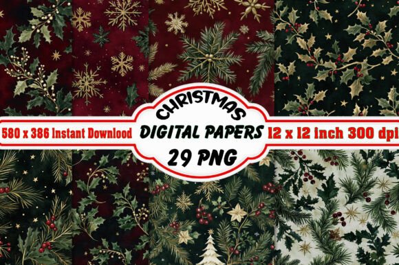 Christmas Digital Paper Patterns Bundle