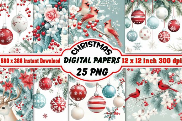 Christmas Digital Paper Patterns Bundle