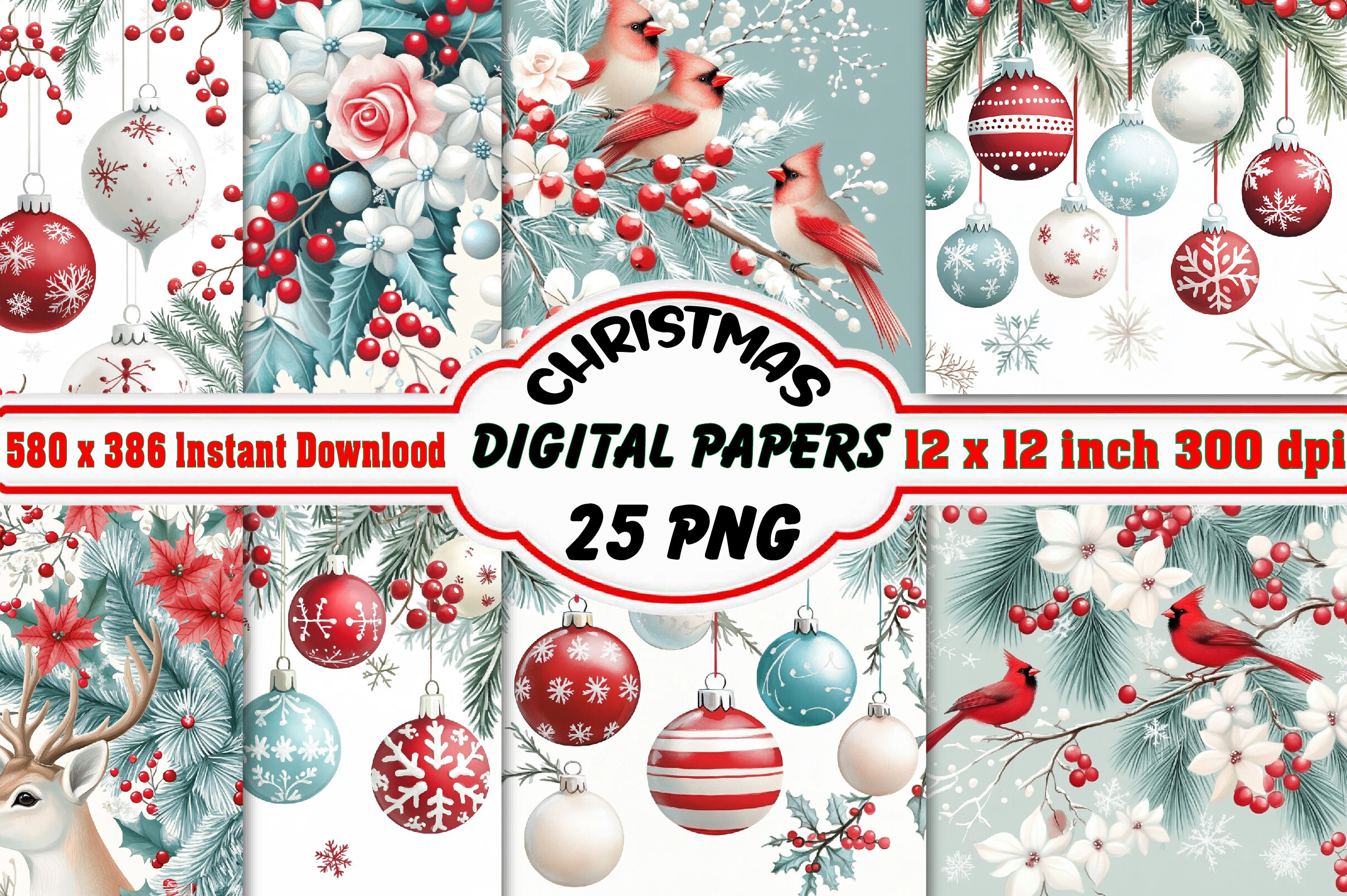 Christmas Digital Paper Patterns Bundle
