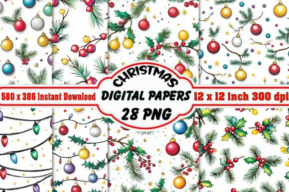 Christmas Holiday Digital Paper Patterns