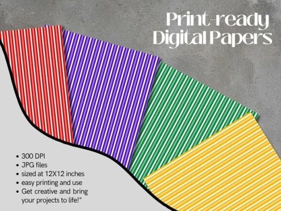 Colorful Striped Digital Paper Pack