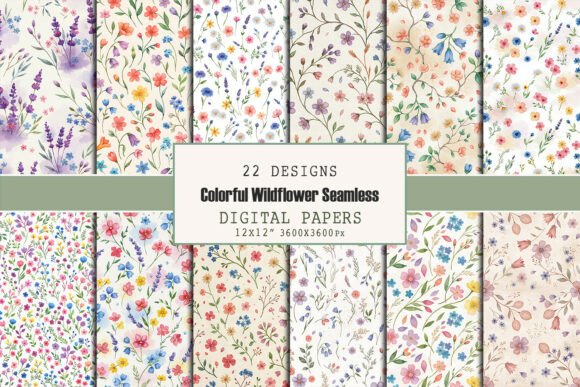 Colorful Wildflower Seamless Patterns