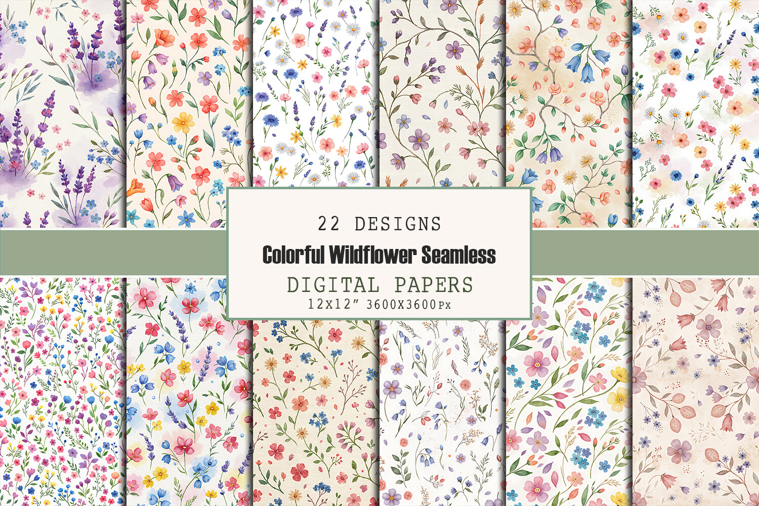 Colorful Wildflower Seamless Patterns Graphic by dogmedia333 · Creative ...