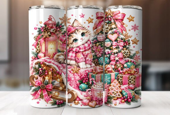 Coquette Christmas Cat 20oz Tumbler Wrap