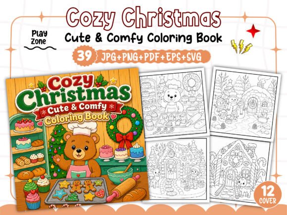 Cozy Christmas Cute Comfy Coloring Book