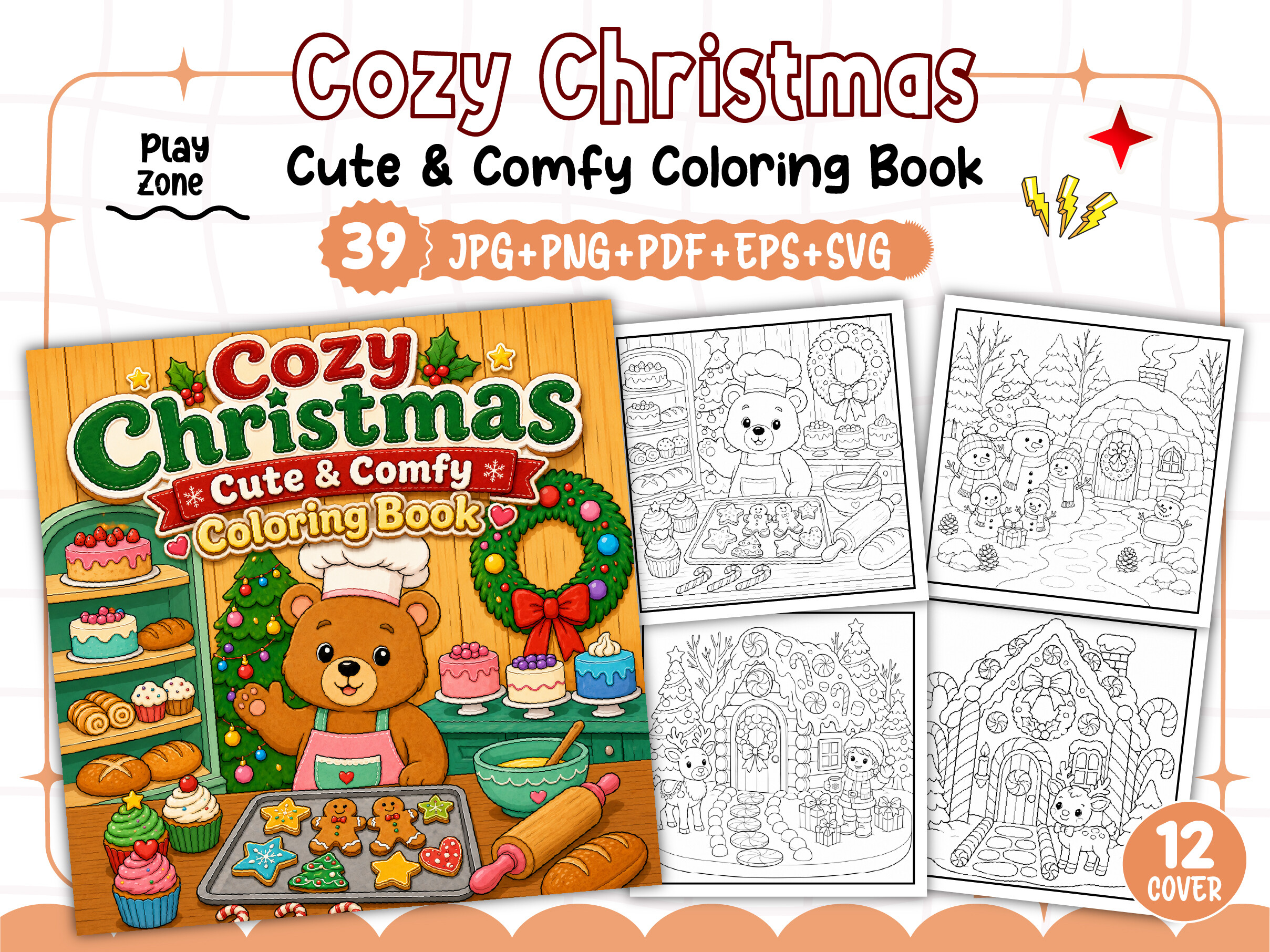 Cozy Christmas Cute Comfy Coloring Book