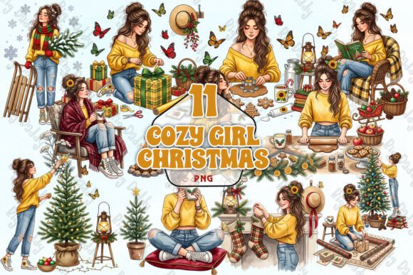 Cozy Christmas Girl PNG
