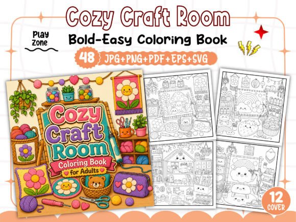 Cozy Craft Room Coloring Book for Adults