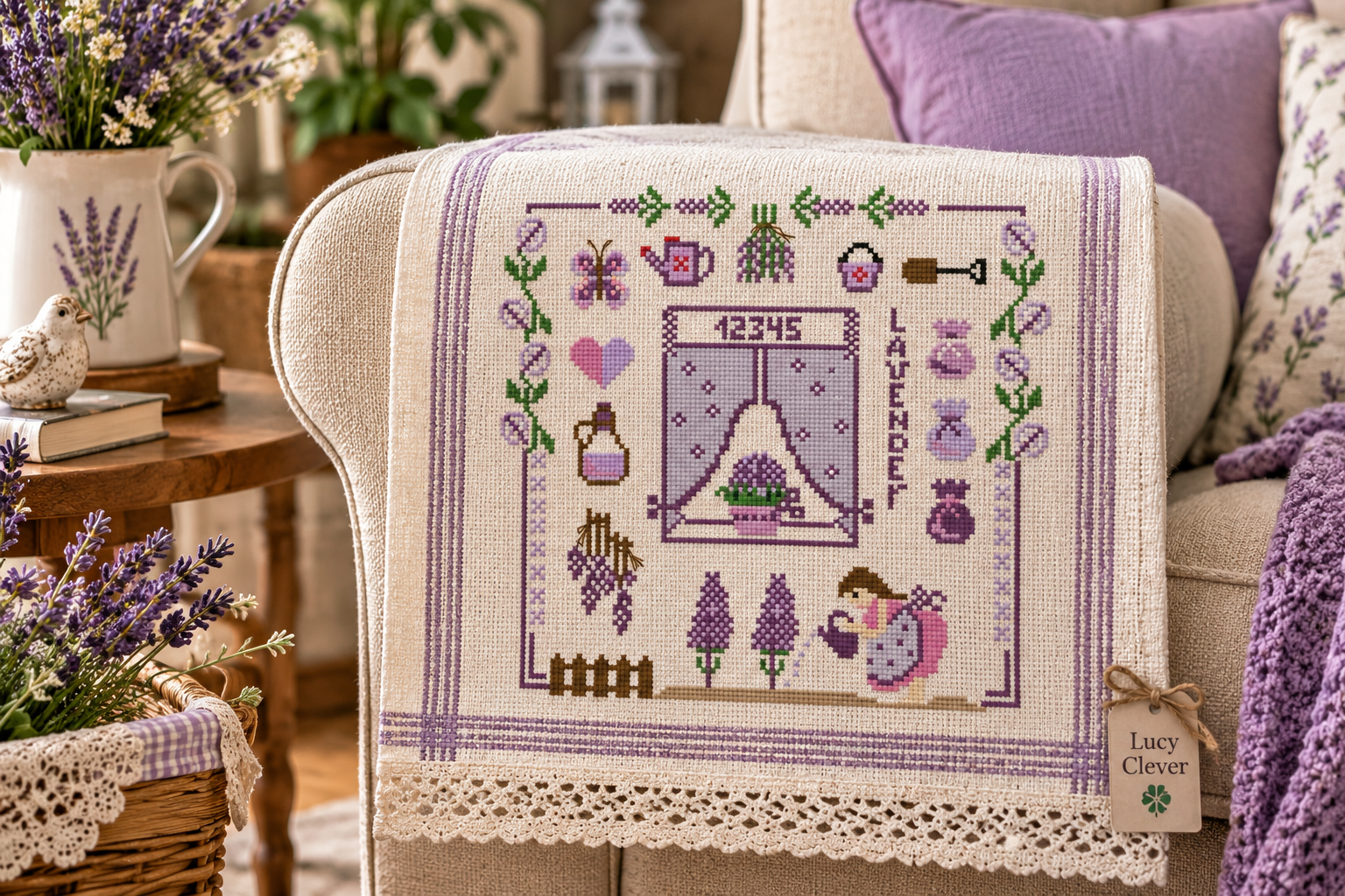 Crossstitch PDF Pattern LavenderGarden