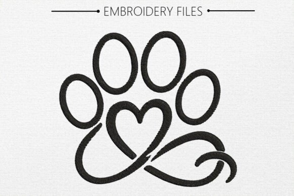 Cut Dog POW Embroidery Design