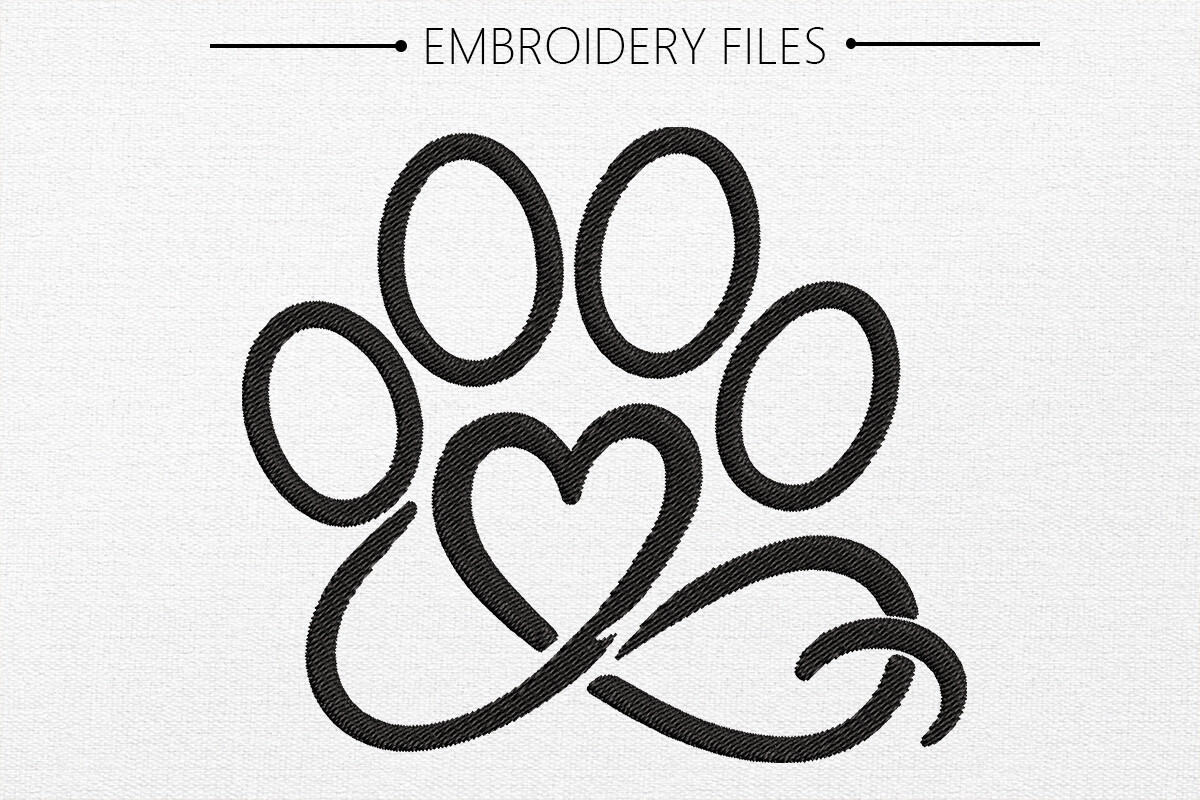 Cut Dog POW Embroidery Design