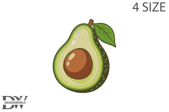 Cute Avocado Embroidery Design