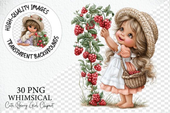Cute Berry Girl Clipart Bundle