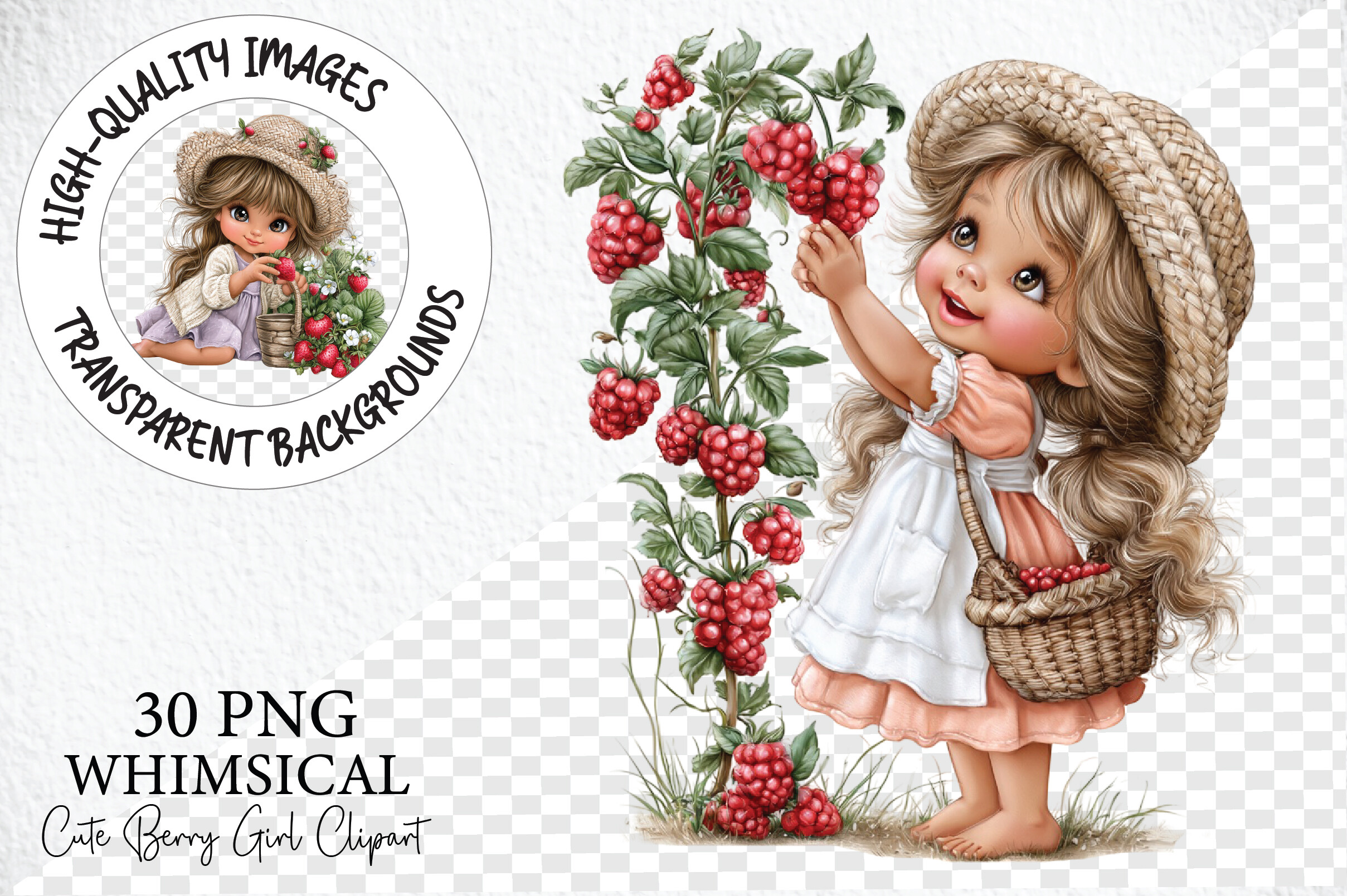 Cute Berry Girl Clipart Bundle