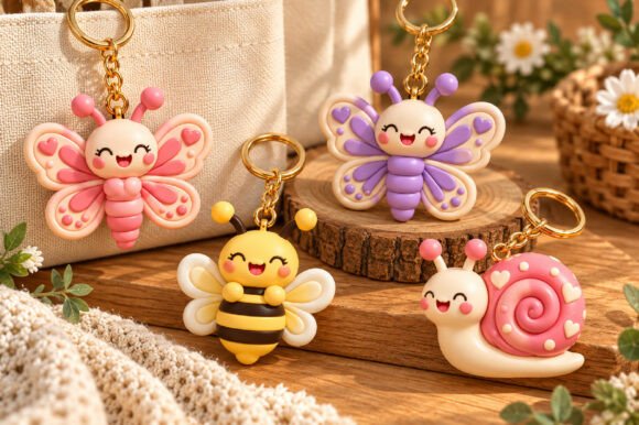 Cute Bugs 3D Printable STL Bundle - 4 Adorable Bug Models for Keychains - Image 2