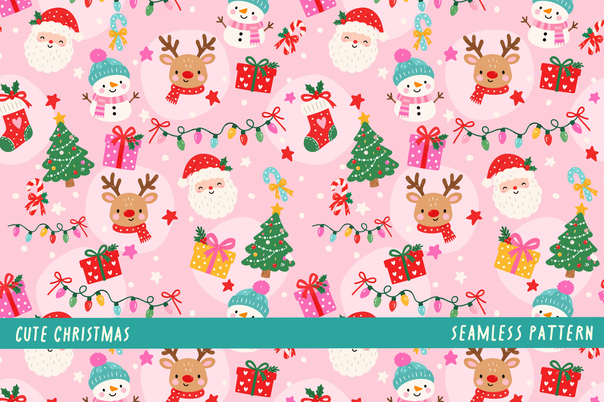 Cute Christmas Pink Background Pattern