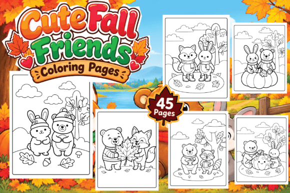 Cute Fall Friends Coloring Pages