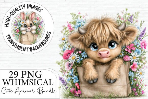 Cute Flower Animal Clipart Bundle