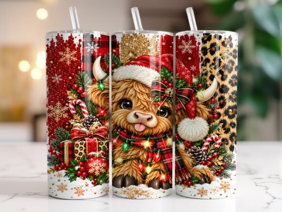 Cute Highland Cow Christmas 20oz Tumbler