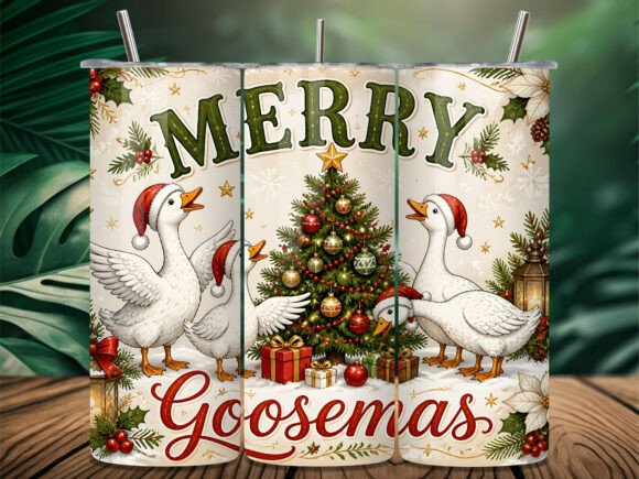 Cute Merry Goosemas 20oz Tumbler Wrap