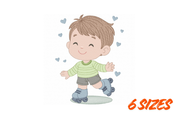 Cute Roller Boy Embroidery Design File
