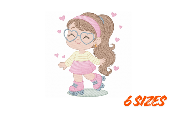 Cute Roller Girl Embroidery Design Files