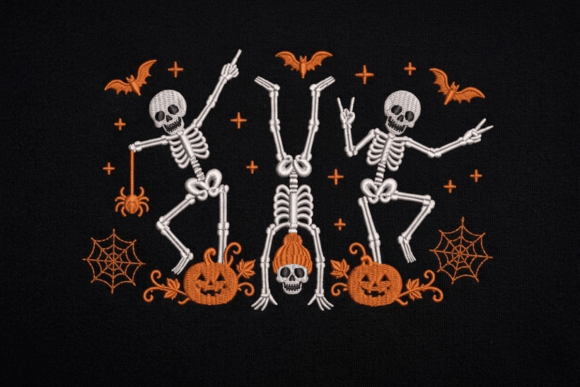 Dancing Skeleton Halloween Embroidery