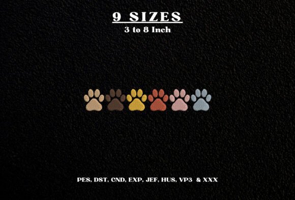 Dog Paw Prints Border Embroidery Design