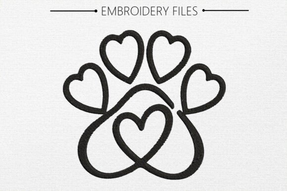 Dog Love POW Embroidery Design