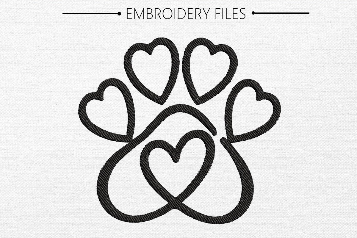 Dog Love POW Embroidery Design