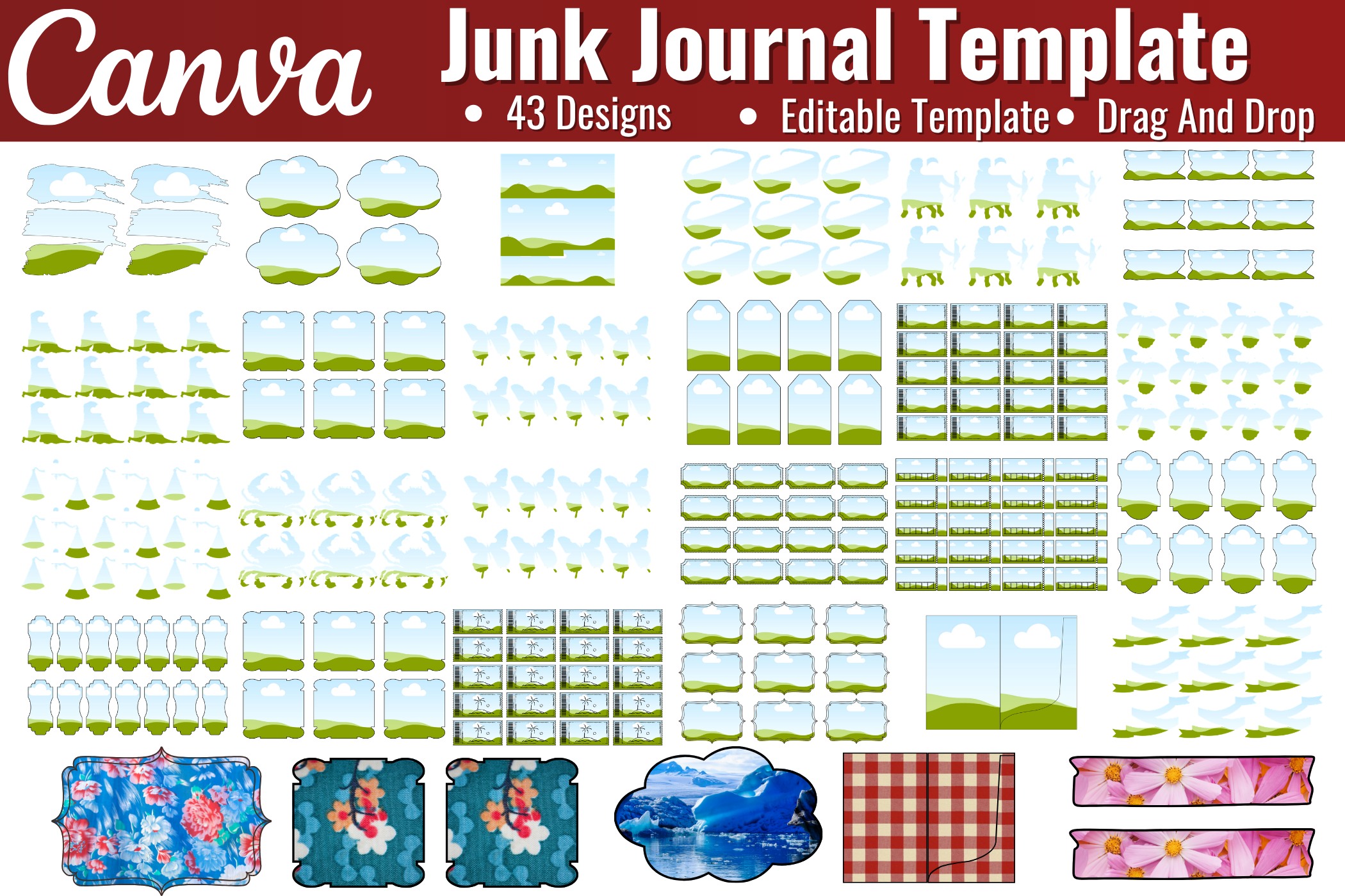 Editable Junk Journal Template Bundle