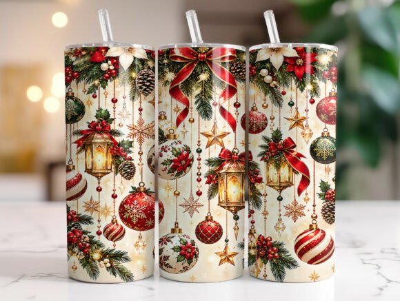 Elegant Christmas Ornament Tumbler Wrap