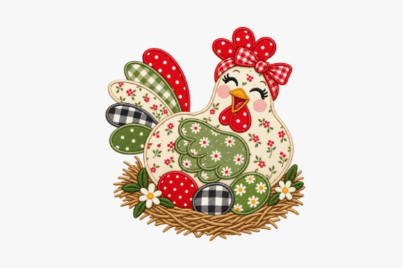 Farmhouse Chicken Applique Embroidery