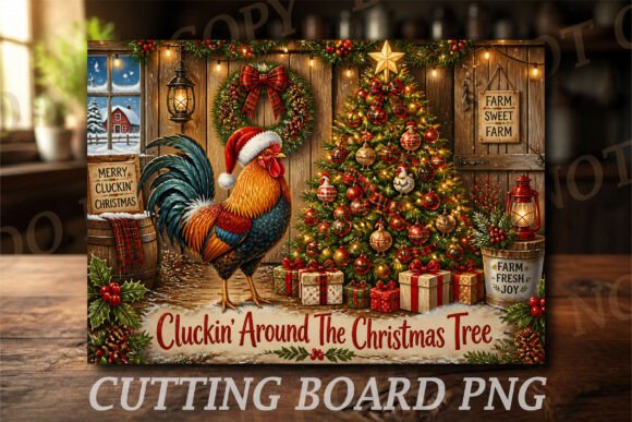 Farmhouse Rooster Christmas Cutting Boar